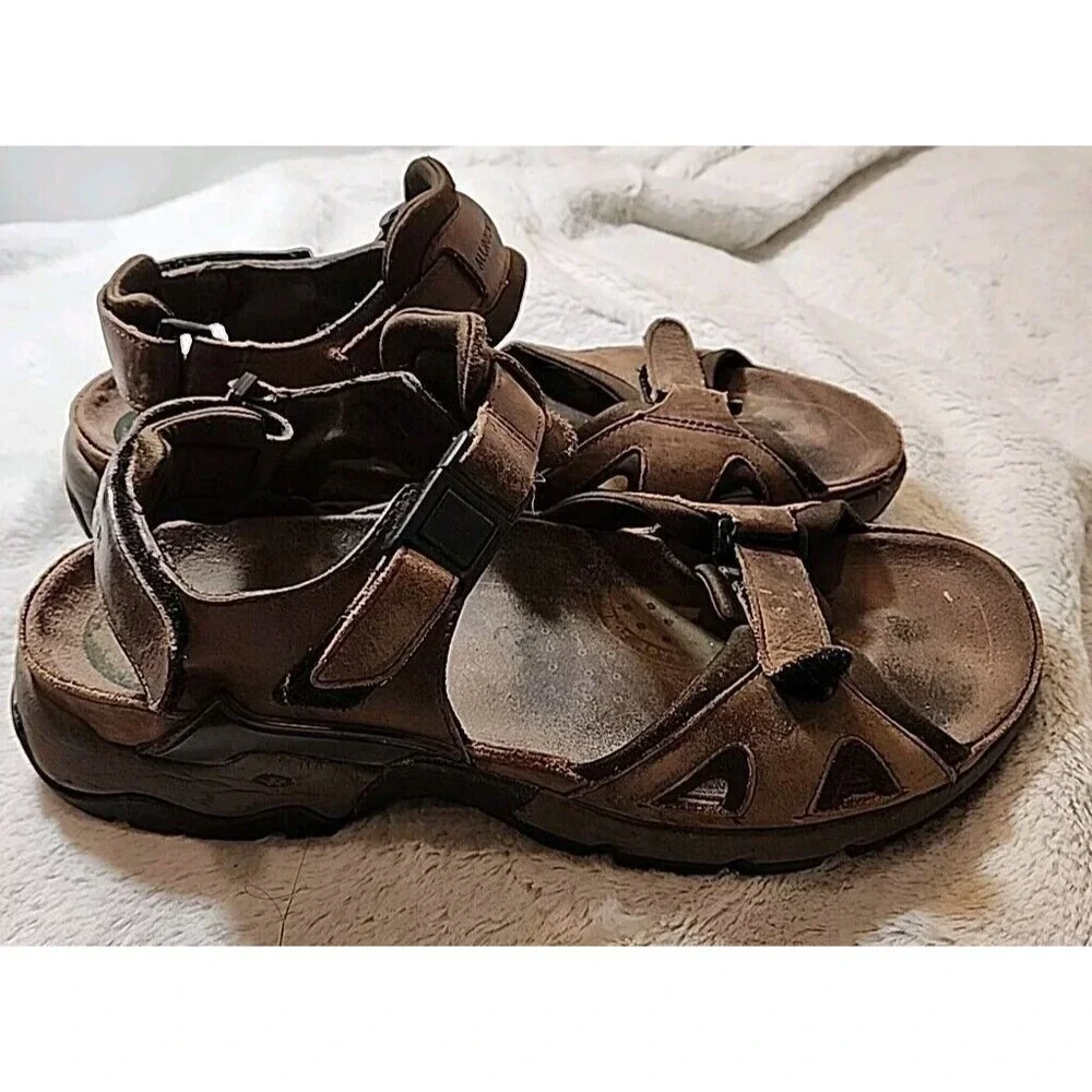 Allrounder by Mephisto Mens Brown Leather Hiking Walking Sandals Size 46